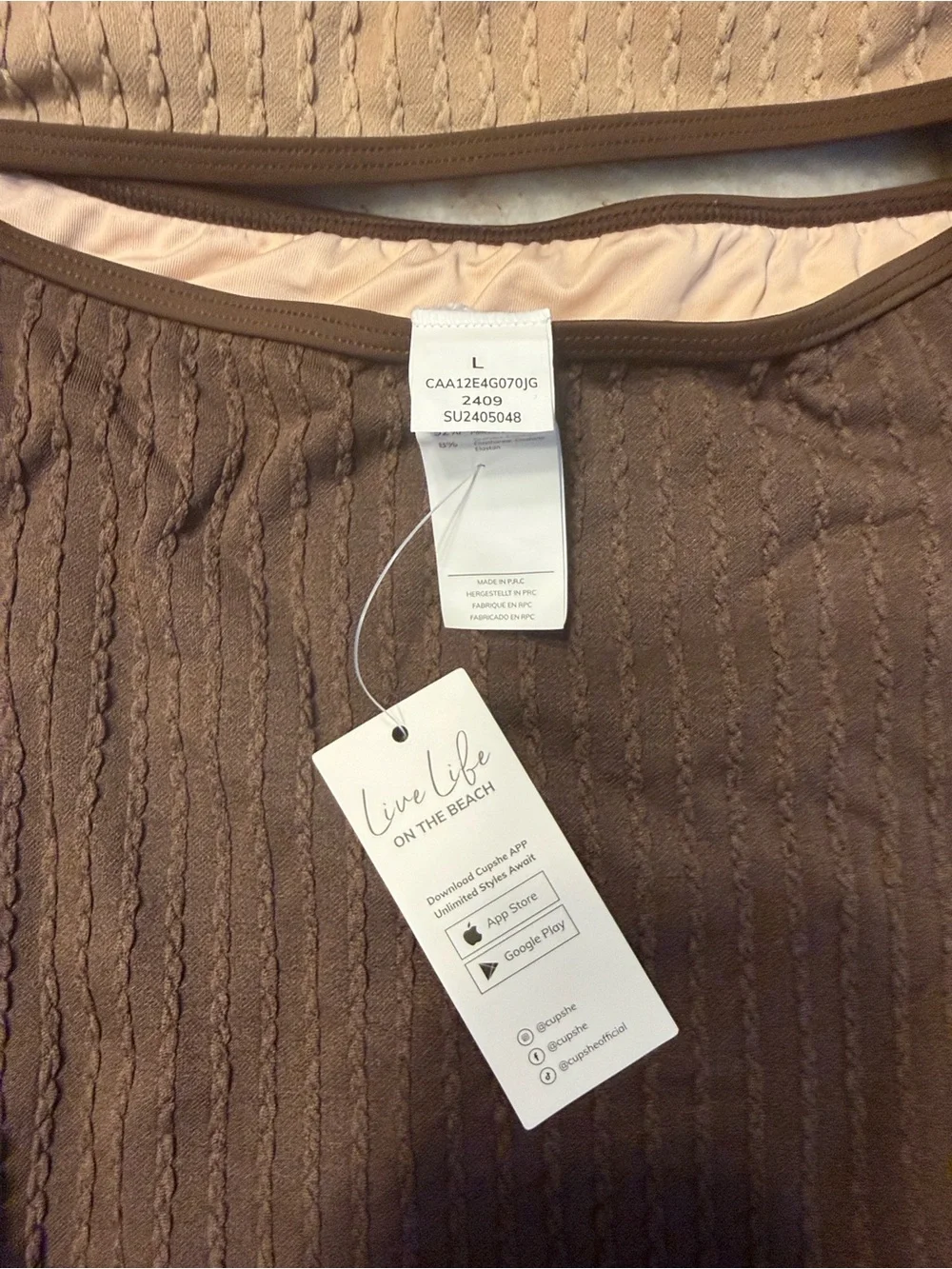 Cupshe Brown High-Waist One-Piece Womens Swimsuit
